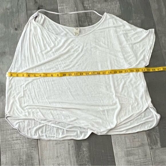 Free People Pluto Linen Blend one shoulder Drape Oversized Burnout tee Shirt S - Picture 14 of 16
